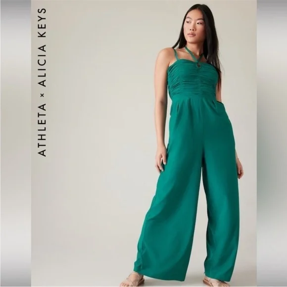 NWT Athleta X Alicia Keys enlighten up teal jumpsuit - Picture 2 of 11